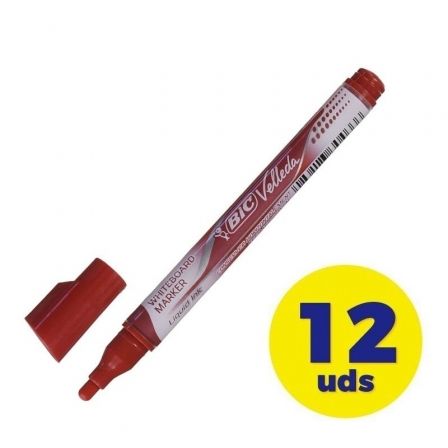 Caja de Rotuladores de Punta Redonda para Pizarra Bic Velleda 902089/ 1.5mm/ 12 unidades/ Rojos Caja de Rotuladores de Punta Redonda para Pizarra Bic Velleda 902089/ 1.5mm/ 12 unidades/ Rojos
