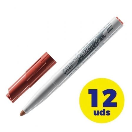 Caja de Rotuladores para Pizarra Bic Velleda 9581691/ 2mm/ 12 unidades/ Rojos Caja de Rotuladores para Pizarra Bic Velleda 9581691/ 2mm/ 12 unidades/ Rojos