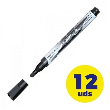 Caja de Rotuladores de Punta Redonda para Pizarra Bic Velleda 902088/ 1.5mm/ 12 unidades/ Negros Caja de Rotuladores de Punta Redonda para Pizarra Bic Velleda 902088/ 1.5mm/ 12 unidades/ Negros