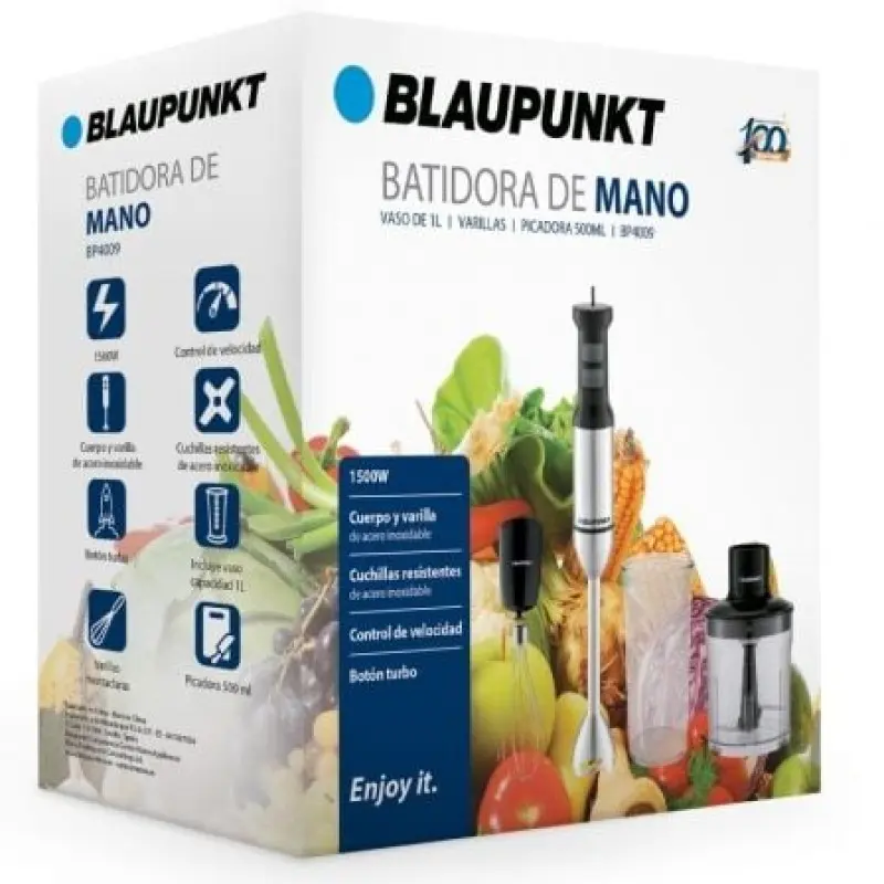 Batidora de mano Blaupunkt BP4009/ 1500W/ Capacidad 1L/ Incluye Varilla y Picadora Batidora de mano Blaupunkt BP4009/ 1500W/ Capacidad 1L/ Incluye Varilla y Picadora