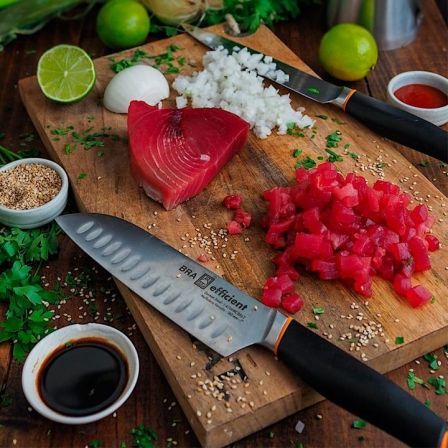 Cuchillo Santoku Bra Efficient A198003/ Hoja 130mm/ Acero inoxidable Cuchillo Santoku Bra Efficient A198003/ Hoja 130mm/ Acero inoxidable