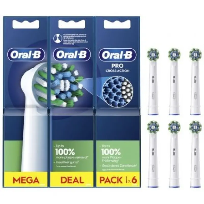 Cabezal de Recambio Braun para cepillo Braun Oral-B Pro Cross Action/ Pack 6 uds Cabezal de Recambio Braun para cepillo Braun Oral-B Pro Cross Action/ Pack 6 uds