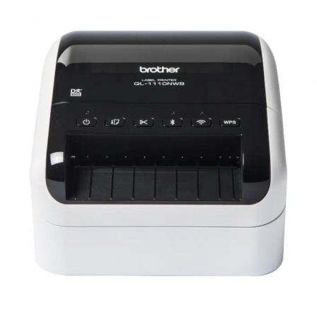 Impresora de Etiquetas Brother QL-1110NWBC/ Térmica/ Ancho etiqueta 103mm/ USB-WIFI-Bluetooth-Ethernet/ Blanca y Negra Impresora de Etiquetas Brother QL-1110NWBC/ Térmica/ Ancho etiqueta 103mm/ USB-WIFI-Bluetooth-Ethernet/ Blanca y Negra