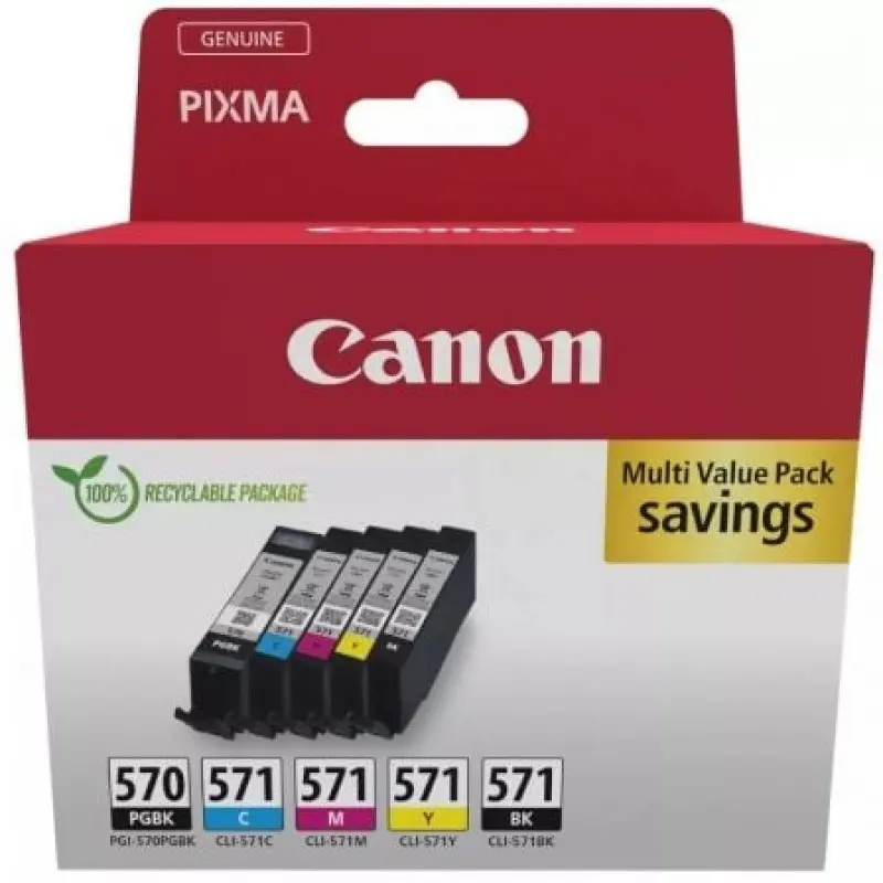 Cartucho de Tinta Original Canon PGI-570 + CLI-571 Multipack/ Cian/ Magenta/ Amarillo/ Negro Cartucho de Tinta Original Canon PGI-570 + CLI-571 Multipack/ Cian/ Magenta/ Amarillo/ Negro