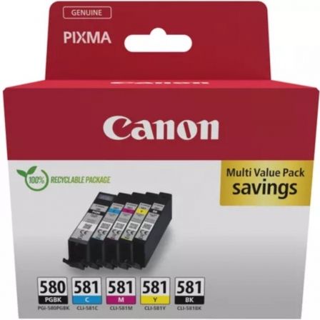 Cartucho de Tinta Original Canon PGI-580 PB + CLI-581Multipack/ Cian/ Magenta/ Amarillo/ Negro Cartucho de Tinta Original Canon PGI-580 PB + CLI-581Multipack/ Cian/ Magenta/ Amarillo/ Negro