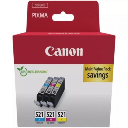 Cartucho de Tinta Original Canon CLI-521 Multipack/ Cian/ Magenta/ Amarillo Cartucho de Tinta Original Canon CLI-521 Multipack/ Cian/ Magenta/ Amarillo