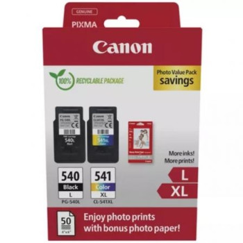 Cartucho de Tinta Original Canon PG-540L + CL-541 XL Multipack Alta Capacidad/ Negro/ Tricolor + Papel Fotográfico Cartucho de Tinta Original Canon PG-540L + CL-541 XL Multipack Alta Capacidad/ Negro/ Tricolor + Papel Fotográfico