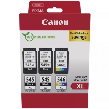 Cartucho de Tinta Original Canon PG-545XL + CL-546XL Multipack Alta Capacidad/ 2x Negro/ Tricolor Cartucho de Tinta Original Canon PG-545XL + CL-546XL Multipack Alta Capacidad/ 2x Negro/ Tricolor