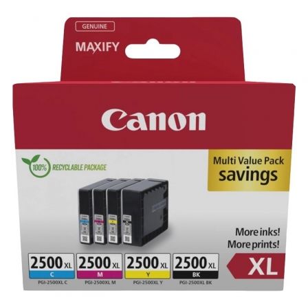 Cartucho de Tinta Original Canon PGI-2500 XL Multipack Alta Capacidad/ Cian/ Magenta/ Amarillo/ Negro Cartucho de Tinta Original Canon PGI-2500 XL Multipack Alta Capacidad/ Cian/ Magenta/ Amarillo/ Negro