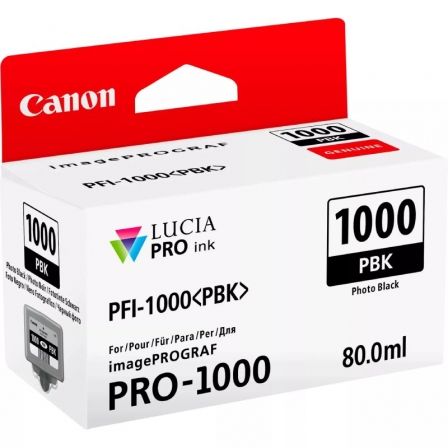 Cartucho de Tinta Original Canon PFI-1000PBK/ Negro Foto Cartucho de Tinta Original Canon PFI-1000PBK/ Negro Foto