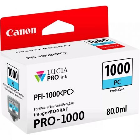 Cartucho de Tinta Original Canon PFI-1000PC/ Cian Foto Cartucho de Tinta Original Canon PFI-1000PC/ Cian Foto