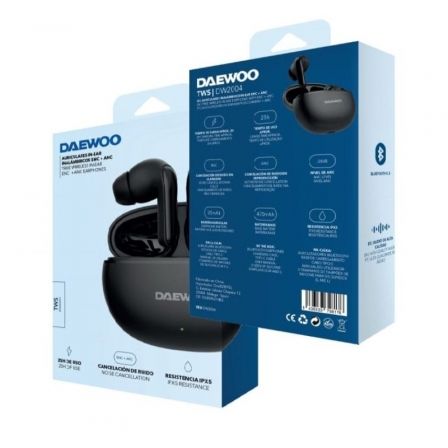 Auriculares Bluetooth Daewoo DW2004 con estuche de carga/ Autonomía 5h/ Negros Auriculares Bluetooth Daewoo DW2004 con estuche de carga/ Autonomía 5h/ Negros