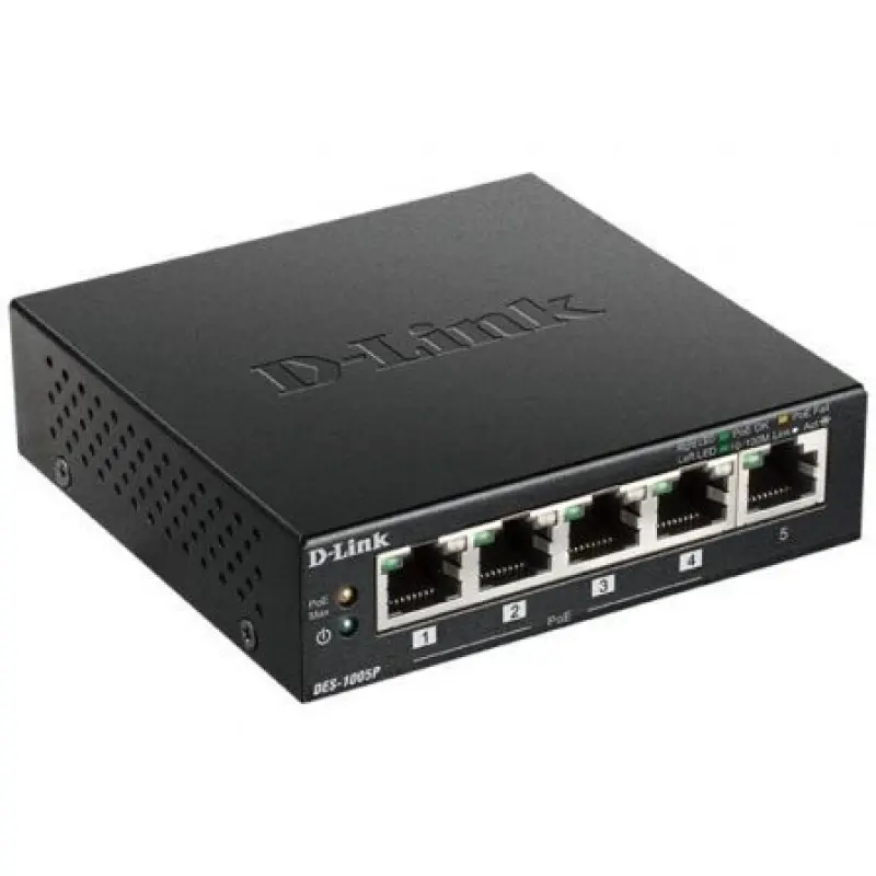 Switch D-Link DES-1005P 5 Puertos/ RJ45 10/100Mbps PoE Switch D-Link DES-1005P 5 Puertos/ RJ45 10/100Mbps PoE