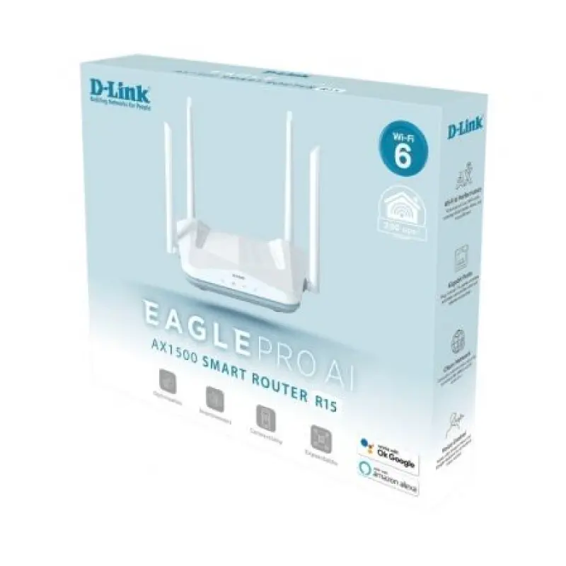 Router Inalámbrico D-Link EAGLE PRO AI AX1500 1500Mbps/ 2.4GHz 5GHz/ 4 Antenas/ WiFi 802.11ax/ac/n/g/b/k/v/a/h - 3ab/3u Router Inalámbrico D-Link EAGLE PRO AI AX1500 1500Mbps/ 2.4GHz 5GHz/ 4 Antenas/ WiFi 802.11ax/ac/n/g/b/k/v/a/h - 3ab/3u