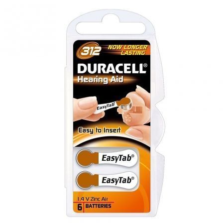 Pack 6 Pilas para Audífono Duracell DA312/ 1.6V Pack 6 Pilas para Audífono Duracell DA312/ 1.6V