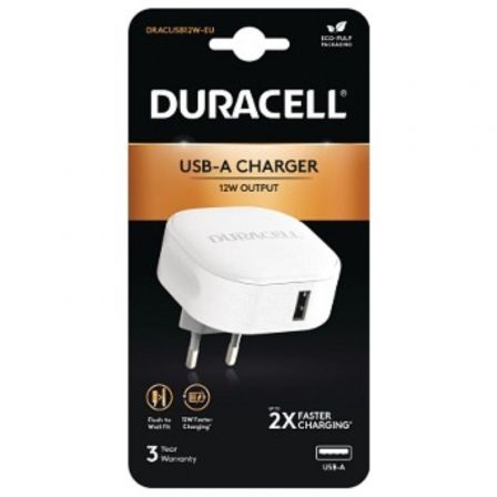 Cargador de Pared Duracell DRACUSB12W-EU/ 1xUSB/ 2.4A Cargador de Pared Duracell DRACUSB12W-EU/ 1xUSB/ 2.4A