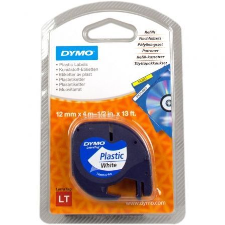Cinta Rotuladora Adhesiva de Plástico Dymo 91221/ para Letratag/ 12mm x 4m/ Negra-Blanca Cinta Rotuladora Adhesiva de Plástico Dymo 91221/ para Letratag/ 12mm x 4m/ Negra-Blanca