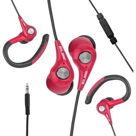Auriculares Deportivos Elbe AU-107-MIC/ con Micrófono/ Jack 3.5/ Rojos y Negros Auriculares Deportivos Elbe AU-107-MIC/ con Micrófono/ Jack 3.5/ Rojos y Negros