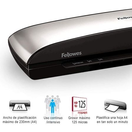 Plastificadora Fellowes Spectra A4/ hasta A4 y 125 Micras/ Negra y Gris Plastificadora Fellowes Spectra A4/ hasta A4 y 125 Micras/ Negra y Gris