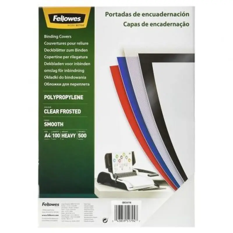 Portadas de Polipropileno Fellowes 54770/ A4/ 500 Micras/ 100 unidades/ Helado Claro Portadas de Polipropileno Fellowes 54770/ A4/ 500 Micras/ 100 unidades/ Helado Claro