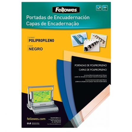 Portadas de Polipropileno Fellowes 54772/ A4/ 500 Micras/ 100 unidades/ Negras Portadas de Polipropileno Fellowes 54772/ A4/ 500 Micras/ 100 unidades/ Negras