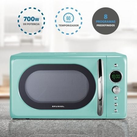 Microondas Grunkel Vintage MW-20AZUL/ 700W/ Capacidad 20L/ Verde Microondas Grunkel Vintage MW-20AZUL/ 700W/ Capacidad 20L/ Verde