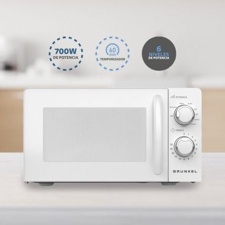 Microondas Grunkel MW-20MI/ 700W/ Capacidad 20L/ Blanco Microondas Grunkel MW-20MI/ 700W/ Capacidad 20L/ Blanco