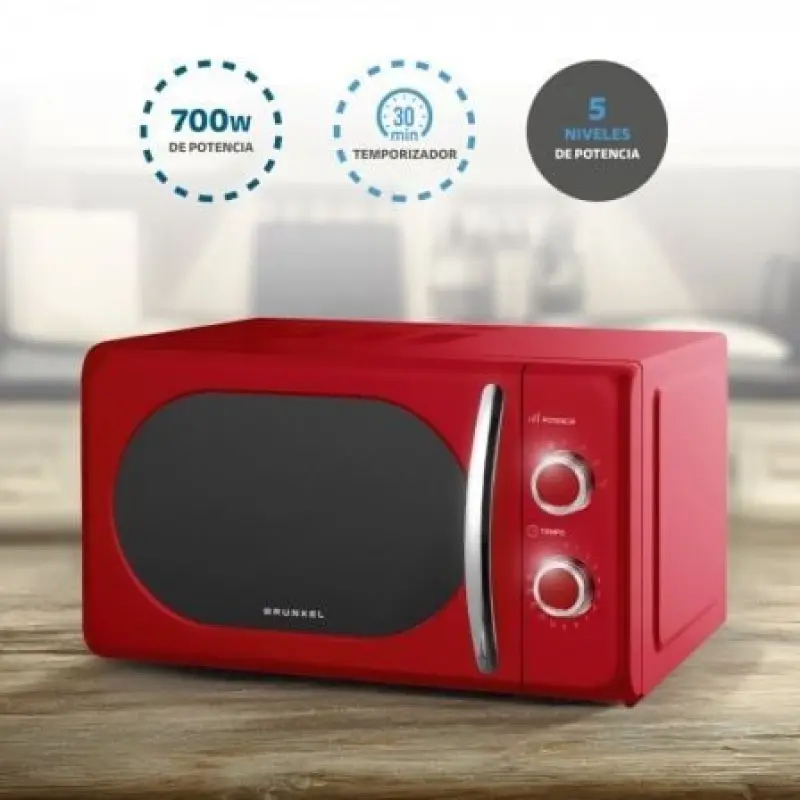 Microondas Grunkel Vintage MW-20ROJO/ 700W/ Capacidad 20L/ Rojo Microondas Grunkel Vintage MW-20ROJO/ 700W/ Capacidad 20L/ Rojo