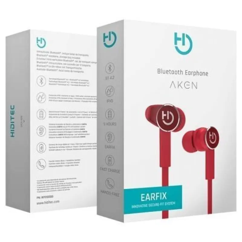 Auriculares Inalámbricos Intrauditivos Hiditec Aken INT010000/ con Micrófono/ Bluetooth/ Rojos Auriculares Inalámbricos Intrauditivos Hiditec Aken INT010000/ con Micrófono/ Bluetooth/ Rojos
