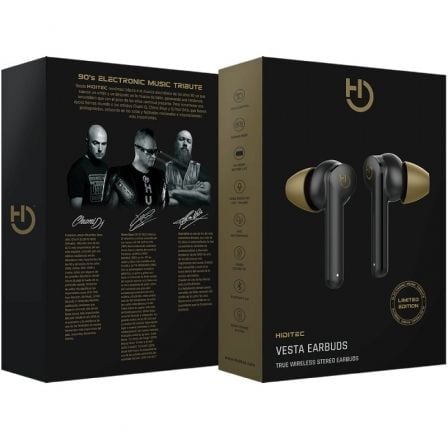 Auriculares Bluetooth Hiditec Vesta 90's Limited Edition con estuche de carga/ Autonomía 8h/ Negros Auriculares Bluetooth Hiditec Vesta 90's Limited Edition con estuche de carga/ Autonomía 8h/ Negros