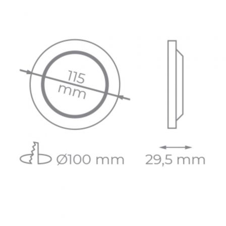 Downlight Iglux IG-54-7R-F/ Circular/ Ø115 x 29.5mm/ Potencia 7W/ 640 Lúmenes/ 6000ºK/ Blanco Downlight Iglux IG-54-7R-F/ Circular/ Ø115 x 29.5mm/ Potencia 7W/ 640 Lúmenes/ 6000ºK/ Blanco