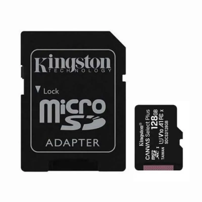 Tarjeta de Memoria Kingston CANVAS Select Plus 128GB microSD XC con Adaptador/ Clase 10/ 100MBs Tarjeta de Memoria Kingston CANVAS Select Plus 128GB microSD XC con Adaptador/ Clase 10/ 100MBs