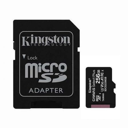 Tarjeta de Memoria Kingston CANVAS Select Plus 256GB microSD XC con Adaptador/ Clase 10/ 100MBs Tarjeta de Memoria Kingston CANVAS Select Plus 256GB microSD XC con Adaptador/ Clase 10/ 100MBs