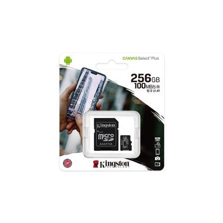 Tarjeta de Memoria Kingston CANVAS Select Plus 256GB microSD XC con Adaptador/ Clase 10/ 100MBs Tarjeta de Memoria Kingston CANVAS Select Plus 256GB microSD XC con Adaptador/ Clase 10/ 100MBs
