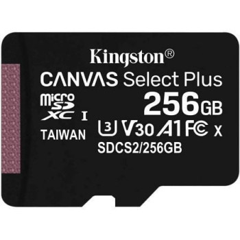 Tarjeta de Memoria Kingston CANVAS Select Plus 256GB microSD XC/ Clase 10/ 100MBs Tarjeta de Memoria Kingston CANVAS Select Plus 256GB microSD XC/ Clase 10/ 100MBs