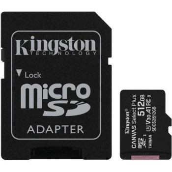 Tarjeta de Memoria Kingston CANVAS Select Plus 512GB microSD XC con Adaptador/ Clase 10/ 100MBs Tarjeta de Memoria Kingston CANVAS Select Plus 512GB microSD XC con Adaptador/ Clase 10/ 100MBs