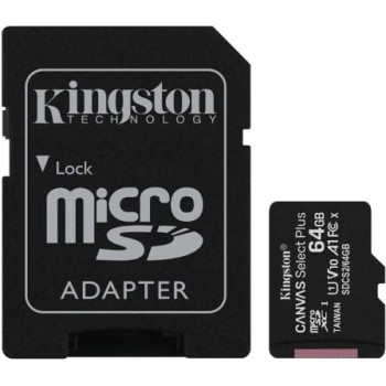 Tarjeta de Memoria Kingston CANVAS Select Plus 64GB microSD XC con Adaptador/ Clase 10/ 100MBs Tarjeta de Memoria Kingston CANVAS Select Plus 64GB microSD XC con Adaptador/ Clase 10/ 100MBs