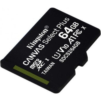 Tarjeta de Memoria Kingston CANVAS Select Plus 64GB microSD XC/ Clase 10/ 100MBs Tarjeta de Memoria Kingston CANVAS Select Plus 64GB microSD XC/ Clase 10/ 100MBs