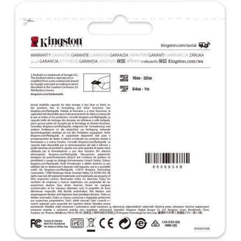 Tarjeta de Memoria Kingston CANVAS Select Plus 64GB microSD XC/ Clase 10/ 100MBs Tarjeta de Memoria Kingston CANVAS Select Plus 64GB microSD XC/ Clase 10/ 100MBs