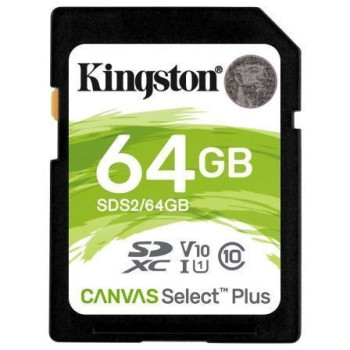 Tarjeta de Memoria Kingston CANVAS Select Plus 64GB SD XC/ Clase 10/ 100MBs Tarjeta de Memoria Kingston CANVAS Select Plus 64GB SD XC/ Clase 10/ 100MBs