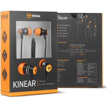 Auriculares Gaming con Micrófono Krom Kinear/ Jack 3.5/ Negros Auriculares Gaming con Micrófono Krom Kinear/ Jack 3.5/ Negros