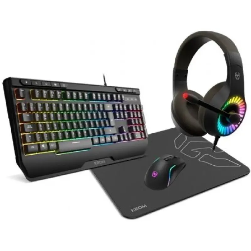 Pack Gaming Krom kenya/ Teclado RGB + Ratón Óptico + Alfombrilla + Auriculares Pack Gaming Krom kenya/ Teclado RGB + Ratón Óptico + Alfombrilla + Auriculares