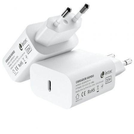 Cargador de Pared Leotec LECSPH20W1W/ 1xUSB Tipo-C/ 20W Cargador de Pared Leotec LECSPH20W1W/ 1xUSB Tipo-C/ 20W