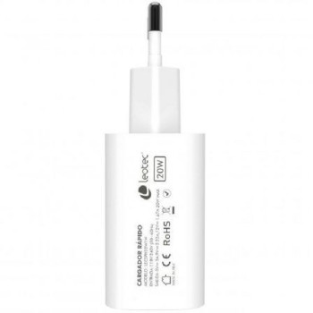 Cargador de Pared Leotec LECSPH20W1W/ 1xUSB Tipo-C/ 20W Cargador de Pared Leotec LECSPH20W1W/ 1xUSB Tipo-C/ 20W