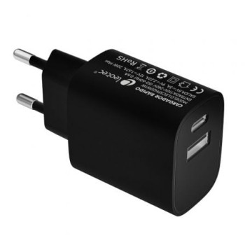 Cargador de Pared Leotec LECSPH20W2K/ 1xUSB Tipo-C/ 1xUSB/ 20W Cargador de Pared Leotec LECSPH20W2K/ 1xUSB Tipo-C/ 1xUSB/ 20W