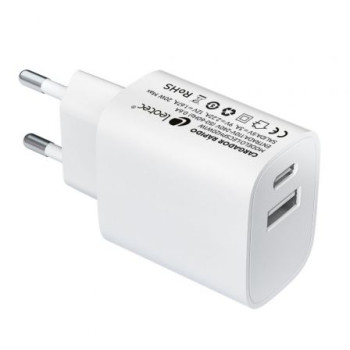 Cargador de Pared Leotec LECSPH20W2W/ 1xUSB Tipo-C/ 1xUSB/ 20W Cargador de Pared Leotec LECSPH20W2W/ 1xUSB Tipo-C/ 1xUSB/ 20W