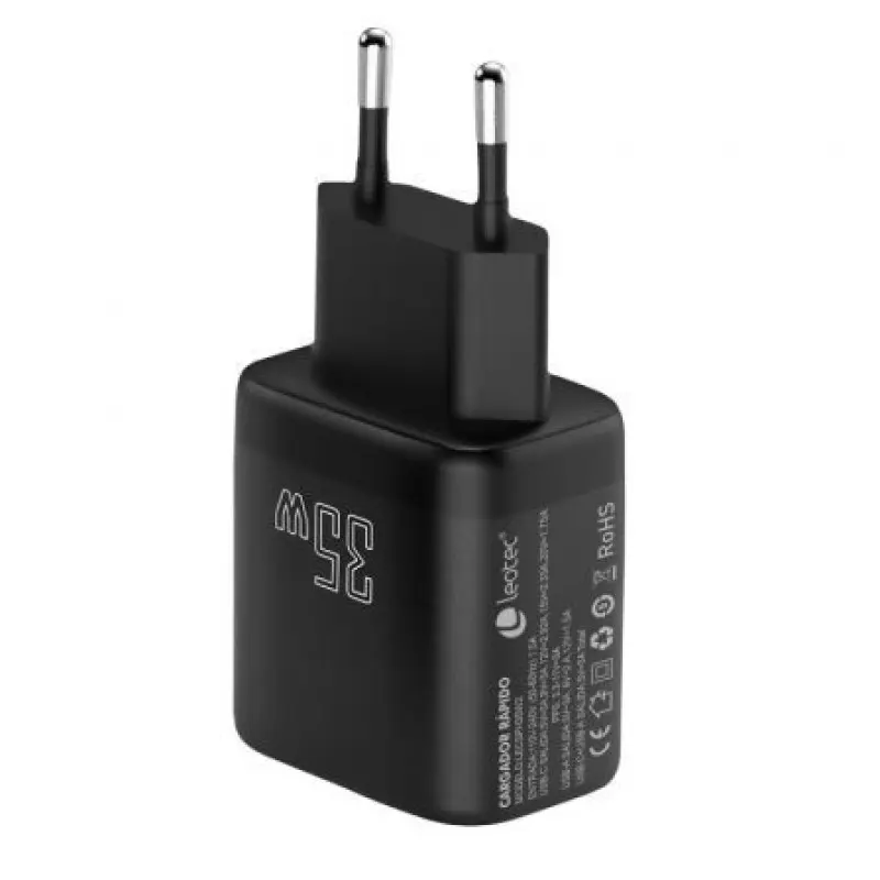 Cargador de Pared Leotec LECSPH35W2/ 1xUSB Tipo-C/ 1xUSB/ 35W Cargador de Pared Leotec LECSPH35W2/ 1xUSB Tipo-C/ 1xUSB/ 35W