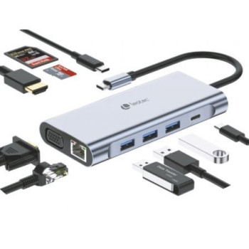 Docking USB Tipo-C Leotec LEDS01/ 3xUSB/ 2xUSB Tipo-C/ 1xUSB Tipo-C PD/ 1xHDMI 4K/ 1xVGA/ 1xRJ45/ 1xAudio/ 1xLector Tarjetas SD y MicroSD/ Gris Docking USB Tipo-C Leotec LEDS01/ 3xUSB/ 2xUSB Tipo-C/ 1xUSB Tipo-C PD/ 1xHDMI 4K/ 1xVGA/ 1xRJ45/ 1xAudio/ 1xLector Tarjetas SD y MicroSD/ Gris