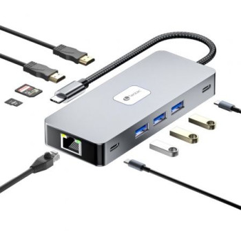 Docking USB Tipo-C Leotec LEDS02/ 3xUSB/ 1xUSB Tipo-C/ 1xUSB Tipo-C PD/ 2xHDMI 4K/ 1xRJ45/ 1xLector Tarjetas SD y MicroSD/ Gris Docking USB Tipo-C Leotec LEDS02/ 3xUSB/ 1xUSB Tipo-C/ 1xUSB Tipo-C PD/ 2xHDMI 4K/ 1xRJ45/ 1xLector Tarjetas SD y MicroSD/ Gris