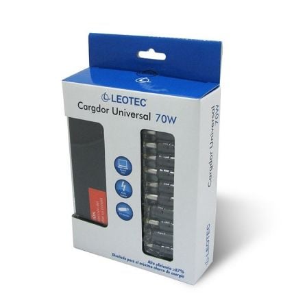 Cargador de Portátil Leotec/ 70W/ Automático/ 10 Conectores/ Voltaje 15-20V Cargador de Portátil Leotec/ 70W/ Automático/ 10 Conectores/ Voltaje 15-20V